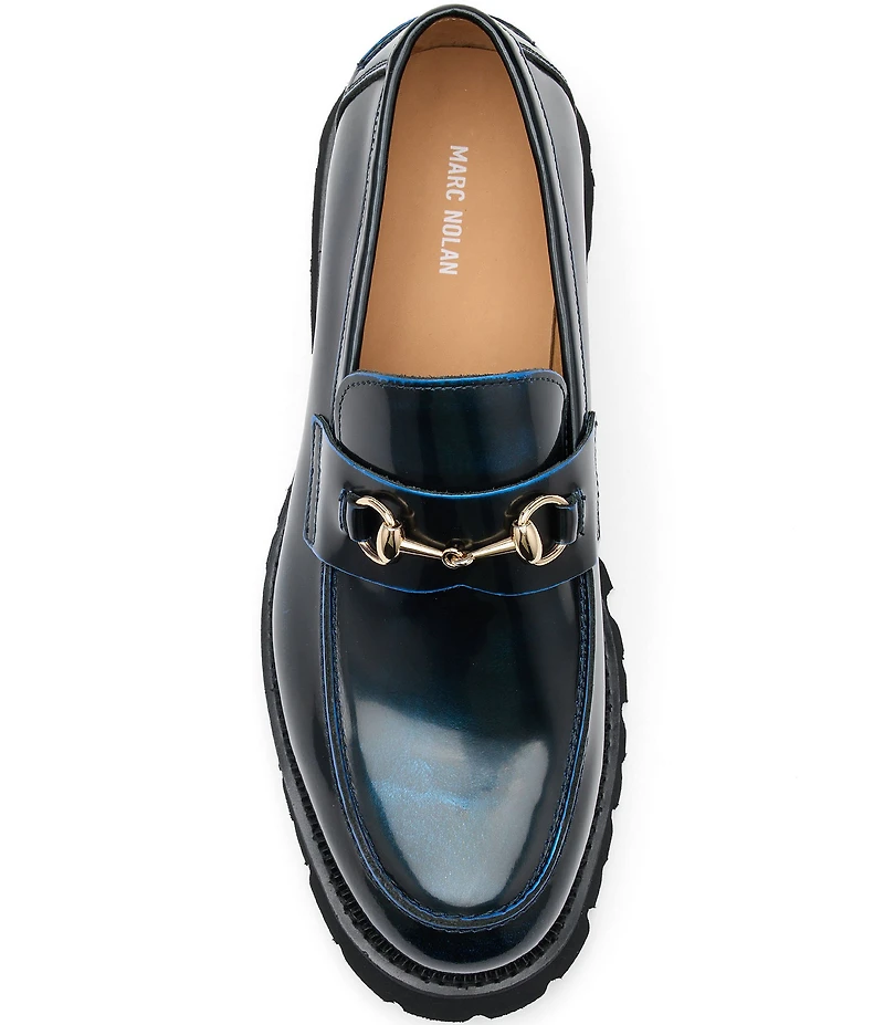Marc Nolan Men's Blake Patent Leather Bit Buckle Lug Loafers
