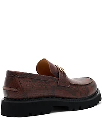 Marc Nolan Men's Blake Snake Embossed Leather Bit Buckle Lug Loafers