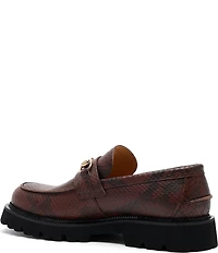 Marc Nolan Men's Blake Snake Embossed Leather Bit Buckle Lug Loafers