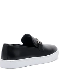 Marc Nolan Men's Boardwalk Leather Horse Bit Buckle Slip On Sneakers