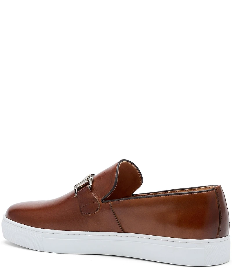 Marc Nolan Men's Boardwalk Leather Horse Bit Buckle Slip On Sneakers