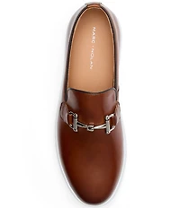 Marc Nolan Men's Boardwalk Leather Horse Bit Buckle Slip On Sneakers