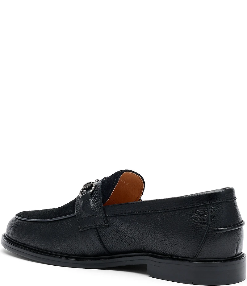 Marc Nolan Men's Boardwalk Pebble Leather and Suede Horse Bit Buckle Loafers