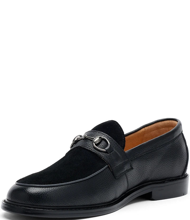 Marc Nolan Men's Boardwalk Pebble Leather and Suede Horse Bit Buckle Loafers