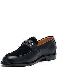 Marc Nolan Men's Boardwalk Pebble Leather and Suede Horse Bit Buckle Loafers