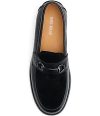Marc Nolan Men's Boardwalk Pebble Leather and Suede Horse Bit Buckle Loafers