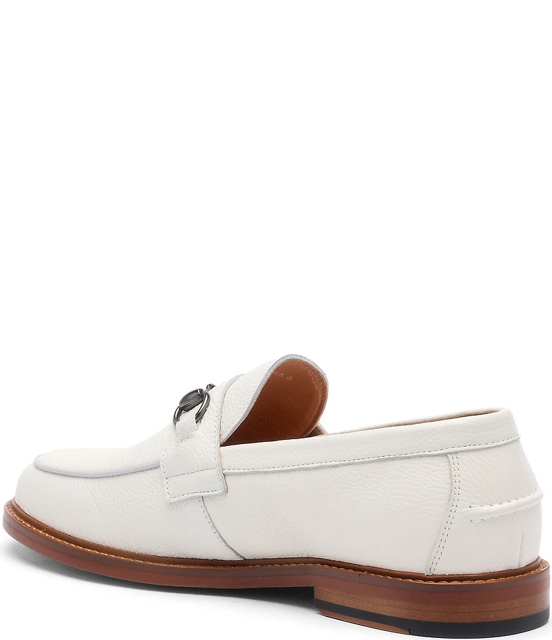 Marc Nolan Men's Boardwalk Pebble Leather Horse Bit Buckle Loafers