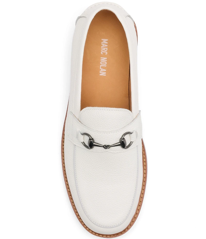Marc Nolan Men's Boardwalk Pebble Leather Horse Bit Buckle Loafers