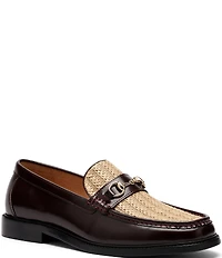 Marc Nolan Men's Boardwalk Raffia and Leather Horse-Bit Loafers