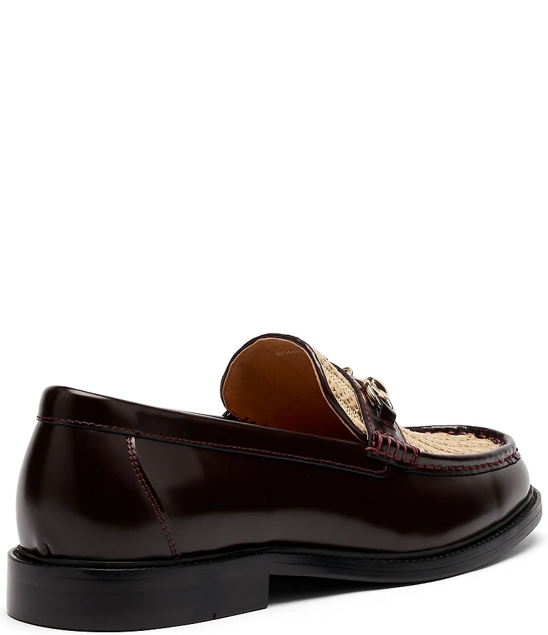 Marc Nolan Men's Boardwalk Raffia and Leather Horse-Bit Loafers