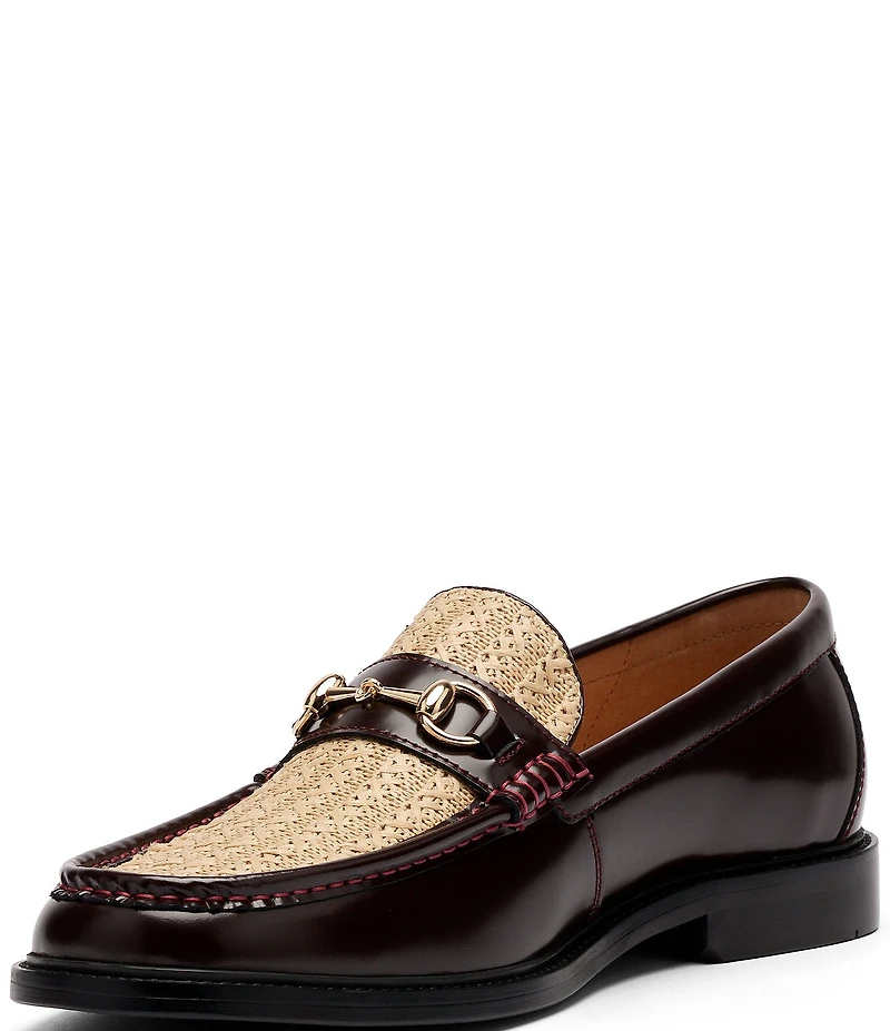Marc Nolan Men's Boardwalk Raffia and Leather Horse-Bit Loafers