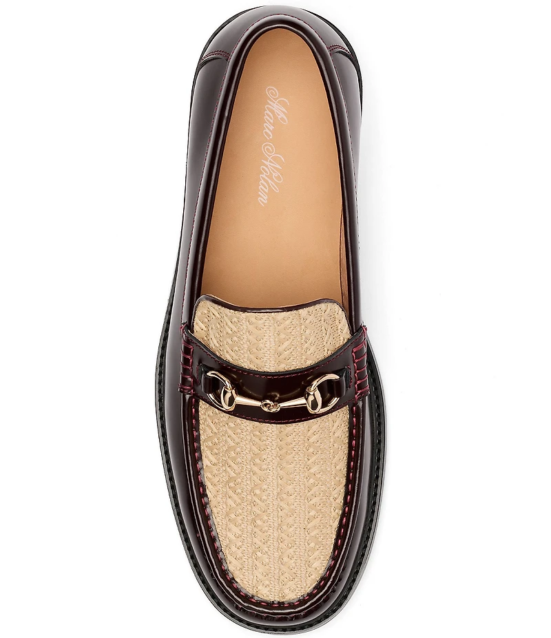 Marc Nolan Men's Boardwalk Raffia and Leather Horse-Bit Loafers