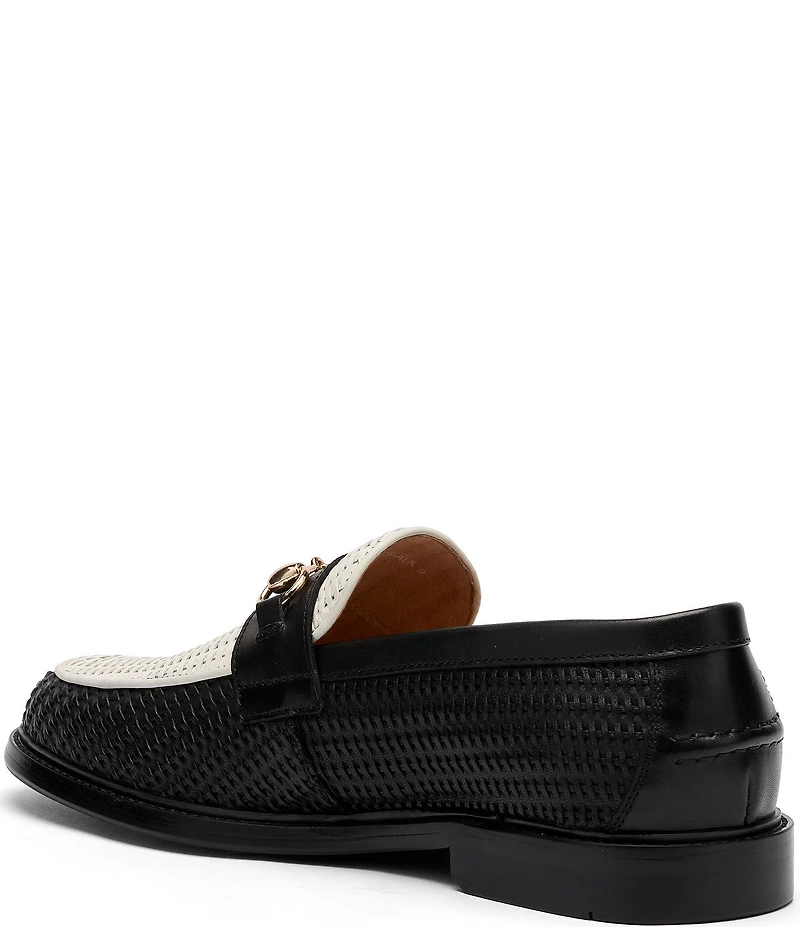 Marc Nolan Men's Boardwalk Woven Leather Horse-Bit Loafers