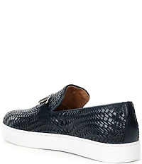 Marc Nolan Men's Boardwalk Woven Calfskin Leather Bit Buckle Slip On Sneakers