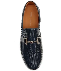 Marc Nolan Men's Boardwalk Woven Calfskin Leather Bit Buckle Slip On Sneakers