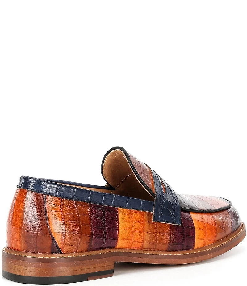 Marc Nolan Men's Calum Badlands Croco Embossed Leather Penny Loafers