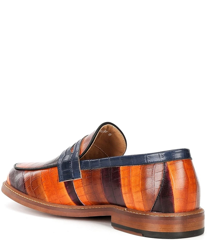 Marc Nolan Men's Calum Badlands Croco Embossed Leather Penny Loafers