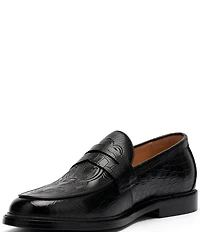Marc Nolan Men's Calum Embossed Bull Croco Leather Penny Loafers
