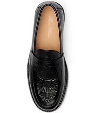 Marc Nolan Men's Calum Embossed Bull Croco Leather Penny Loafers