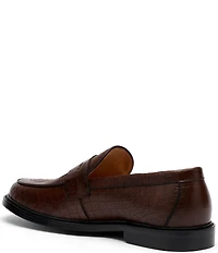 Marc Nolan Men's Calum Embossed Bull Croco Leather Penny Loafers