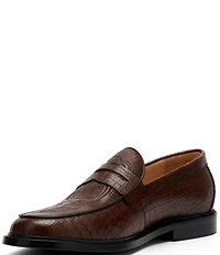 Marc Nolan Men's Calum Embossed Bull Croco Leather Penny Loafers