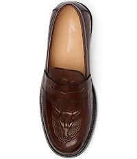 Marc Nolan Men's Calum Embossed Bull Croco Leather Penny Loafers