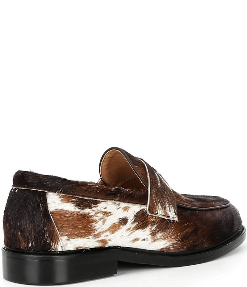 Marc Nolan Men's Calum Cow Print Fur Penny Loafers