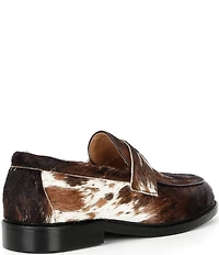 Marc Nolan Men's Calum Cow Print Fur Penny Loafers