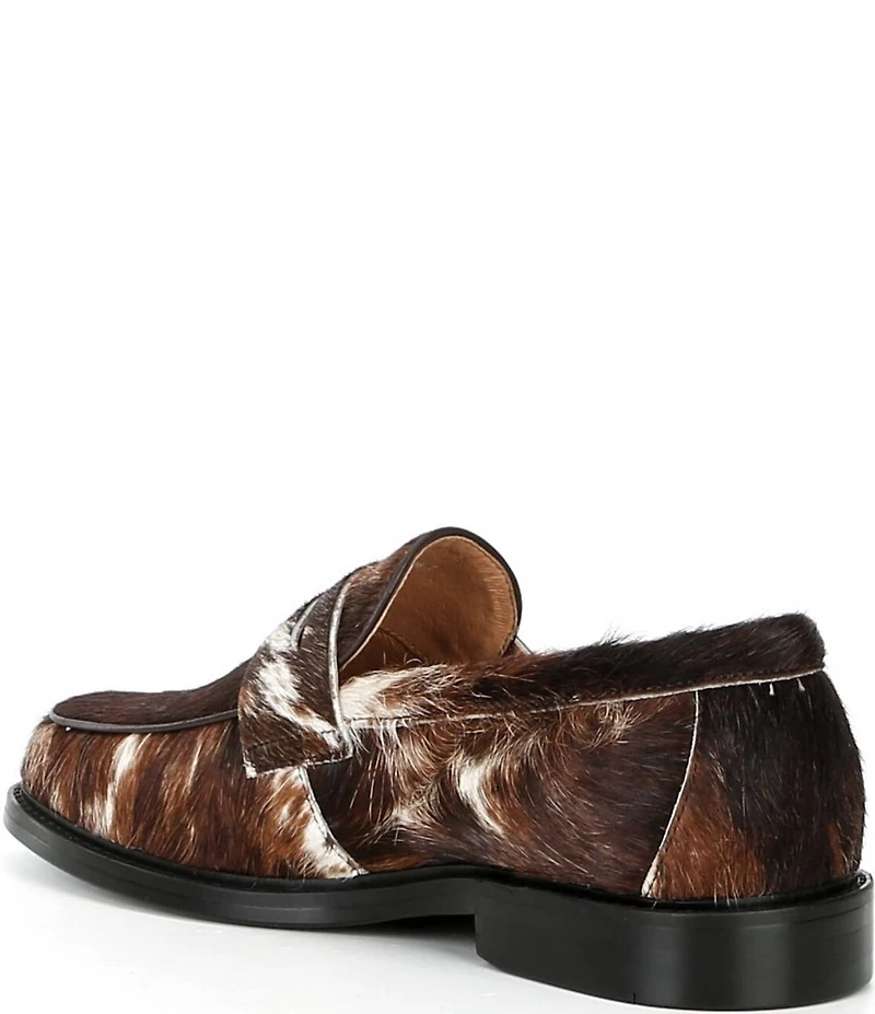 Marc Nolan Men's Calum Cow Print Fur Penny Loafers