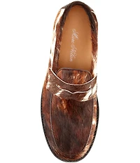 Marc Nolan Men's Calum Cow Print Fur Penny Loafers