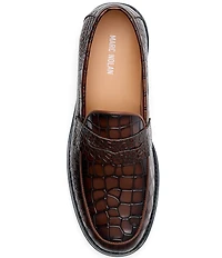 Marc Nolan Men's Calum Croco Embossed Leather Penny Loafers