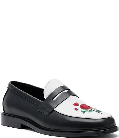 Marc Nolan Men's Calum Leather Rose Penny Loafers