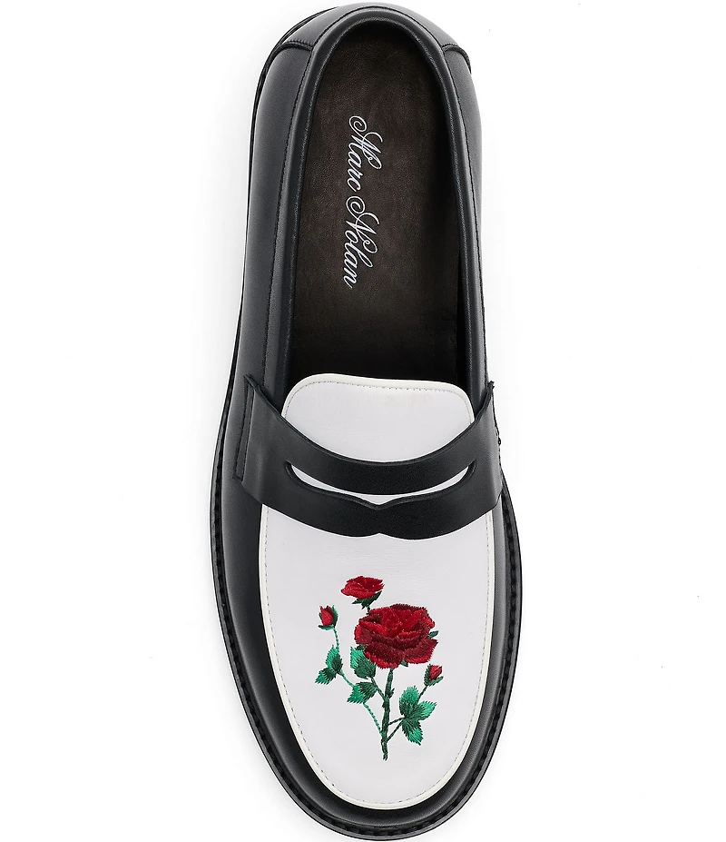 Marc Nolan Men's Calum Leather Rose Penny Loafers