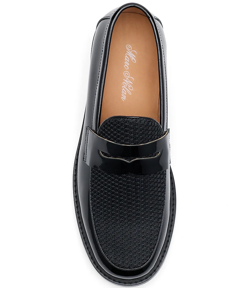 Marc Nolan Men's Calum Patent Leather and Mesh Penny Loafers