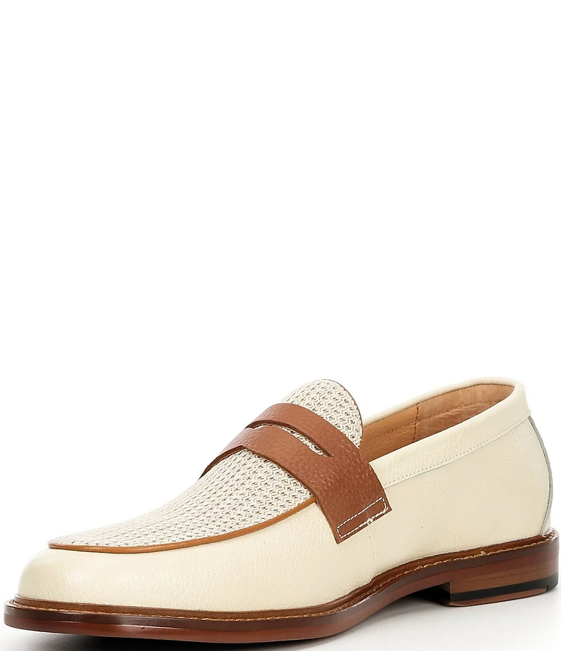 Marc Nolan Men's Calum Pebble Leather and Mesh Penny Loafers