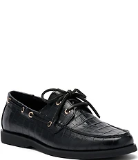 Marc Nolan Men's Capri Croco Embossed Leather Boat Shoes
