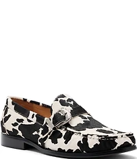 Marc Nolan Men's Cato Cow Print Buckle Hardware Loafers