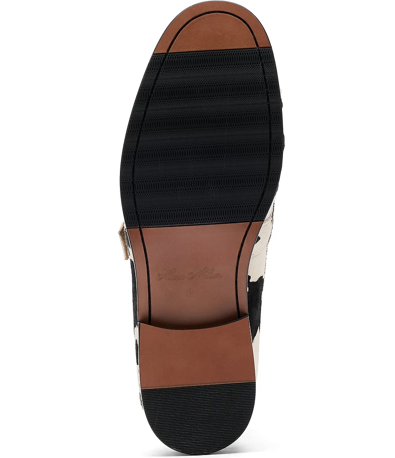 Marc Nolan Men's Cato Cow Print Buckle Hardware Loafers