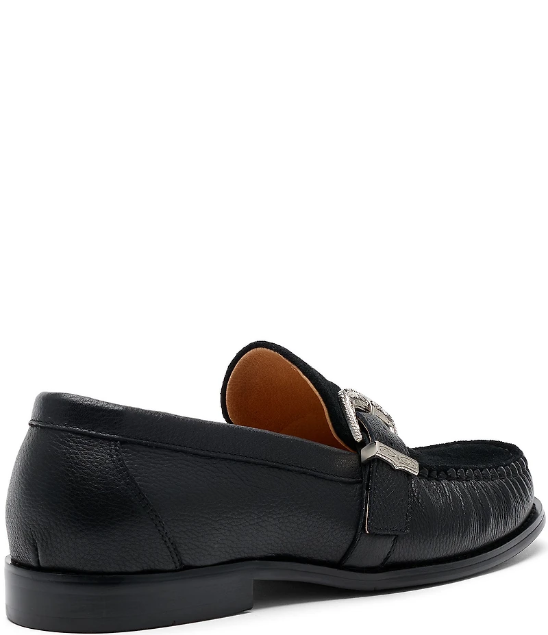 Marc Nolan Men's Cato Pebble Leather and Suede Buckle Hardware Loafers