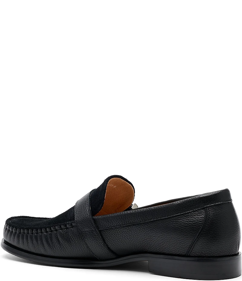 Marc Nolan Men's Cato Pebble Leather and Suede Buckle Hardware Loafers