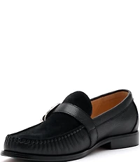 Marc Nolan Men's Cato Pebble Leather and Suede Buckle Hardware Loafers