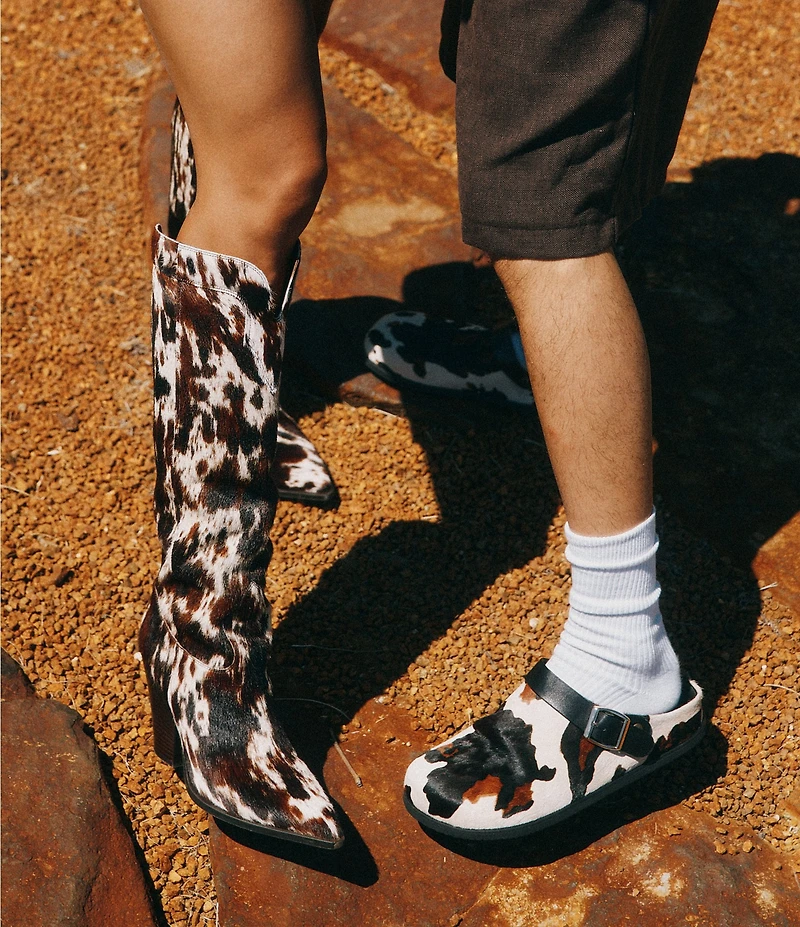 Marc Nolan Men's Solana Cow Print Backstrap Clogs