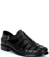Marc Nolan Men's Croc Embossed Leather Mariner Fisherman Sandal