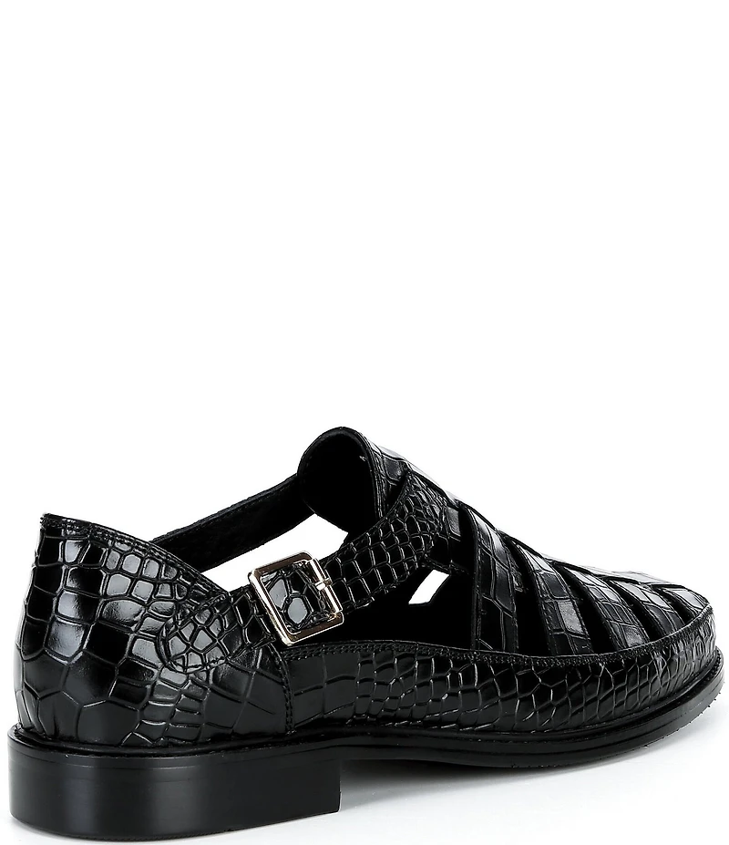 Marc Nolan Men's Croc Embossed Leather Mariner Fisherman Sandal
