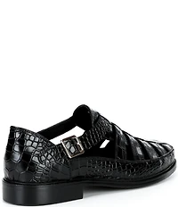 Marc Nolan Men's Croc Embossed Leather Mariner Fisherman Sandal
