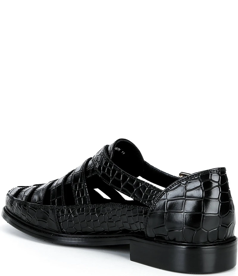 Marc Nolan Men's Croc Embossed Leather Mariner Fisherman Sandal