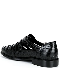 Marc Nolan Men's Croc Embossed Leather Mariner Fisherman Sandal