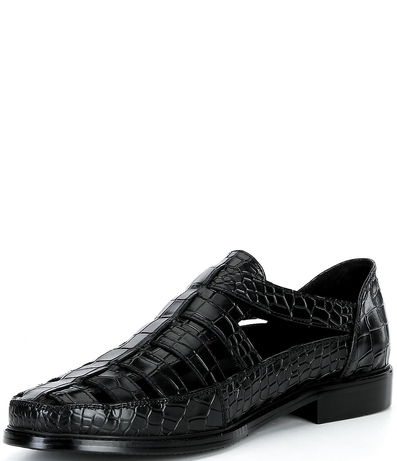 Marc Nolan Men's Croc Embossed Leather Mariner Fisherman Sandal