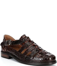 Marc Nolan Men's Croc Embossed Leather Mariner Fisherman Sandal