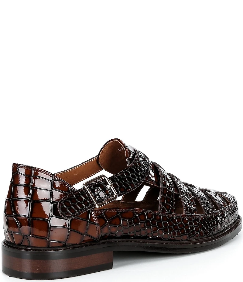 Marc Nolan Men's Croc Embossed Leather Mariner Fisherman Sandal